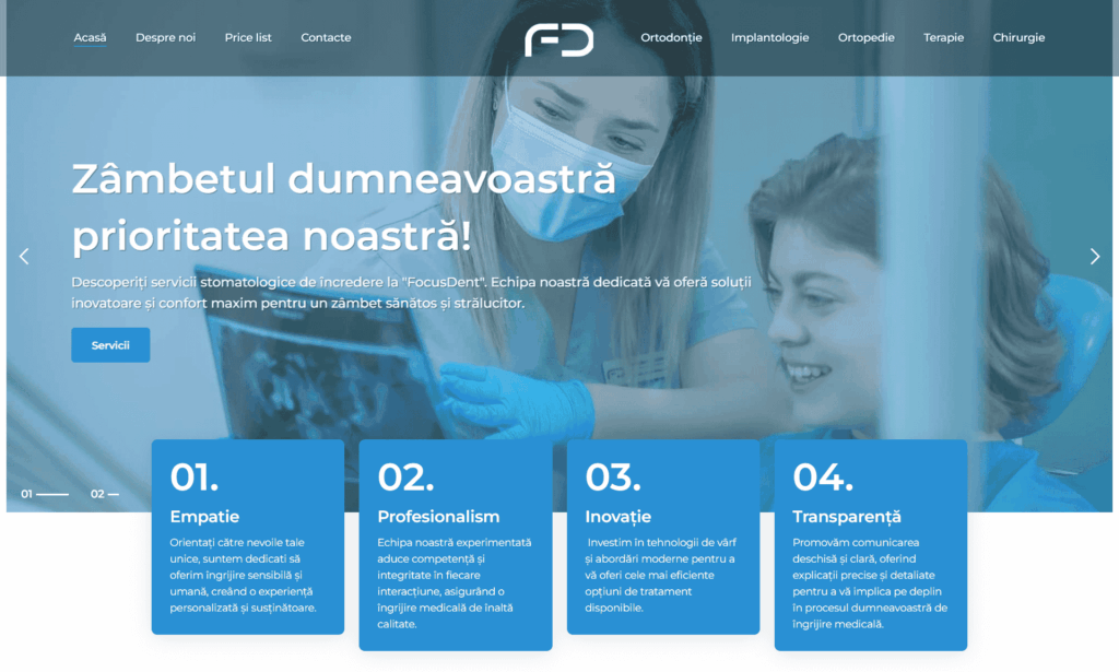 Creare site web Focusdent.md