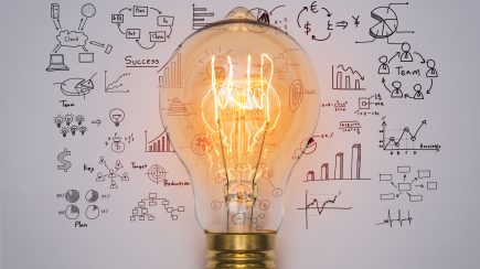 Light bulb with drawing graph