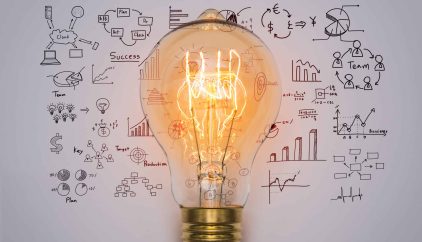 Light bulb with drawing graph